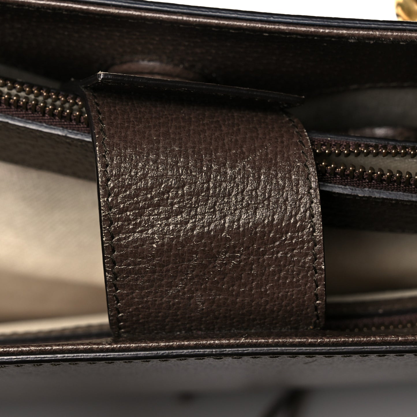 Grained Calfskin Web Large Animalier Top Handle Tote Brown
