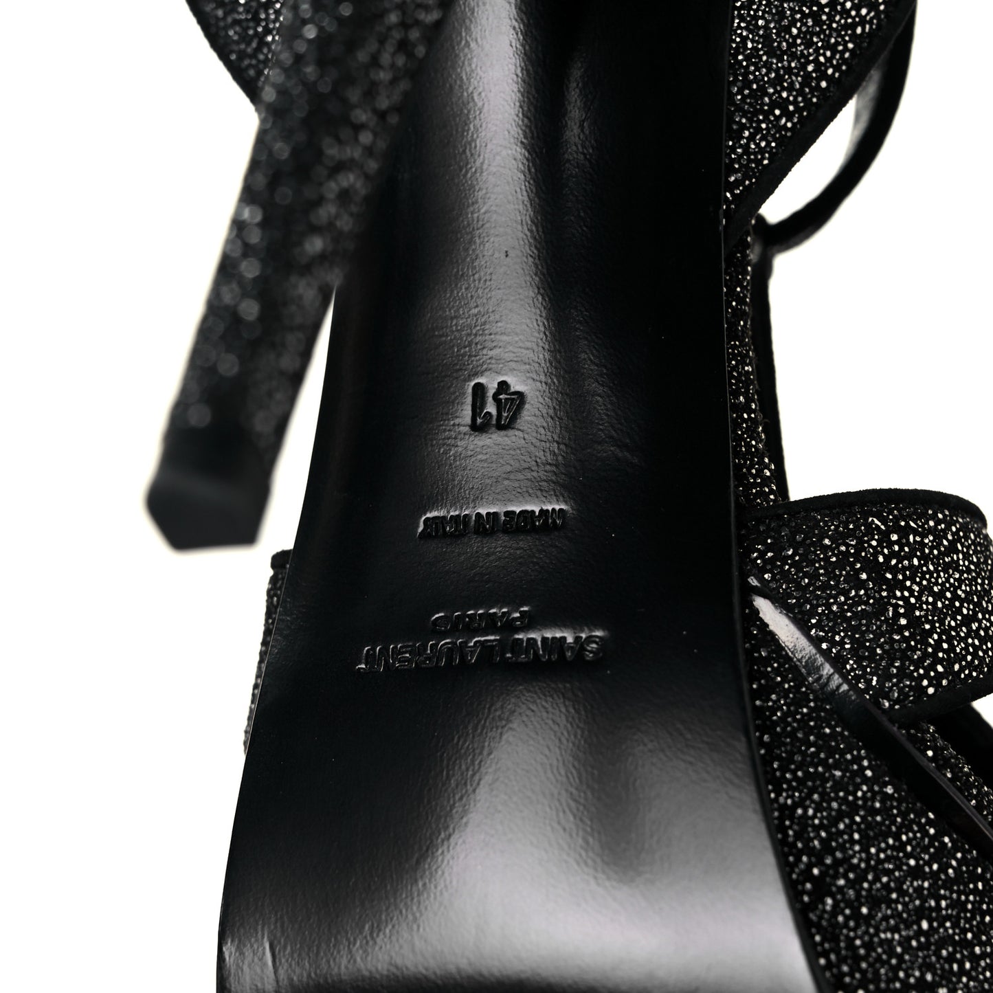 Glitter Effect Calfskin Tribute 105 Platform Sandals 41 Black