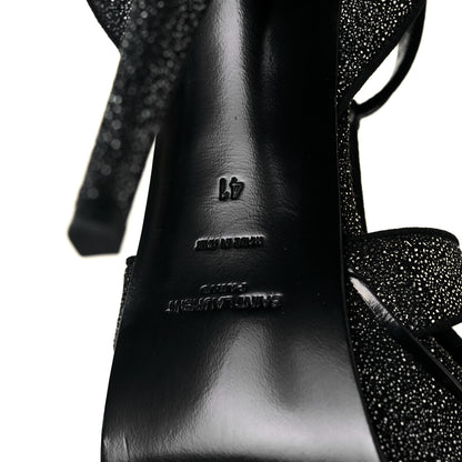 Saint Laurent Glitter Effect Calfskin Tribute 105 Platform Sandals 41 Black 6 of 8