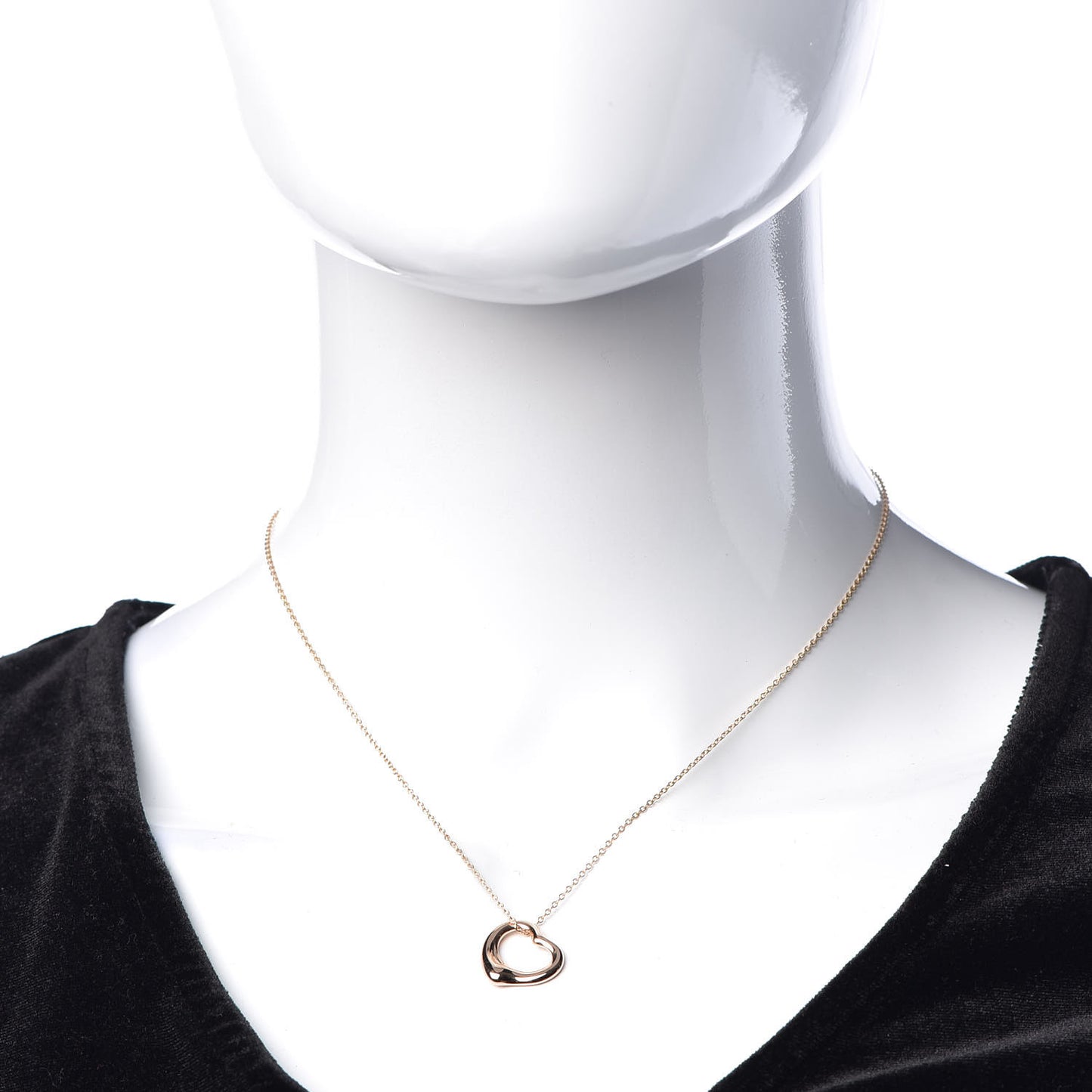 18K Yellow Gold 16mm Elsa Peretti Open Heart Pendant Necklace
