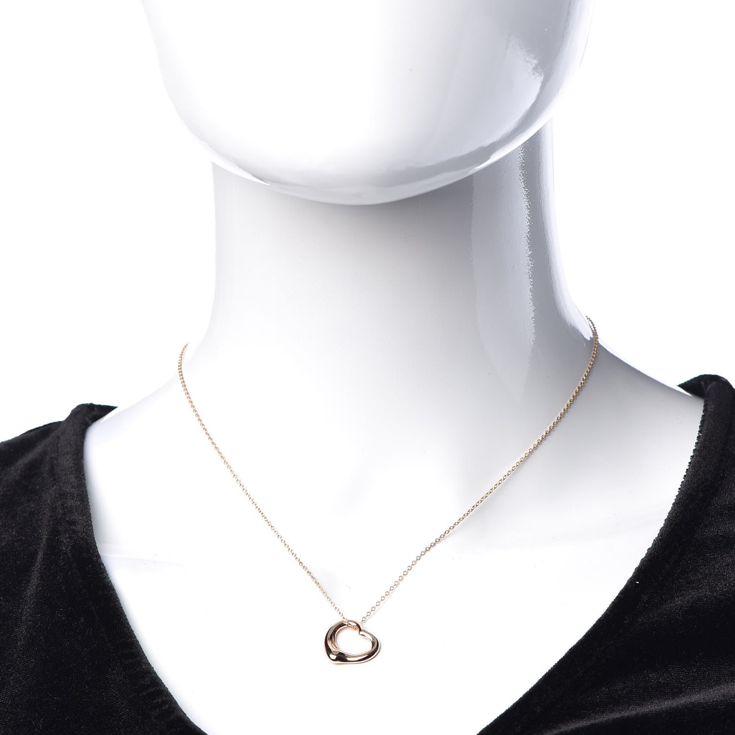 Tiffany 18K Yellow Gold 16mm Elsa Peretti Open Heart Pendant Necklace 2 of 9