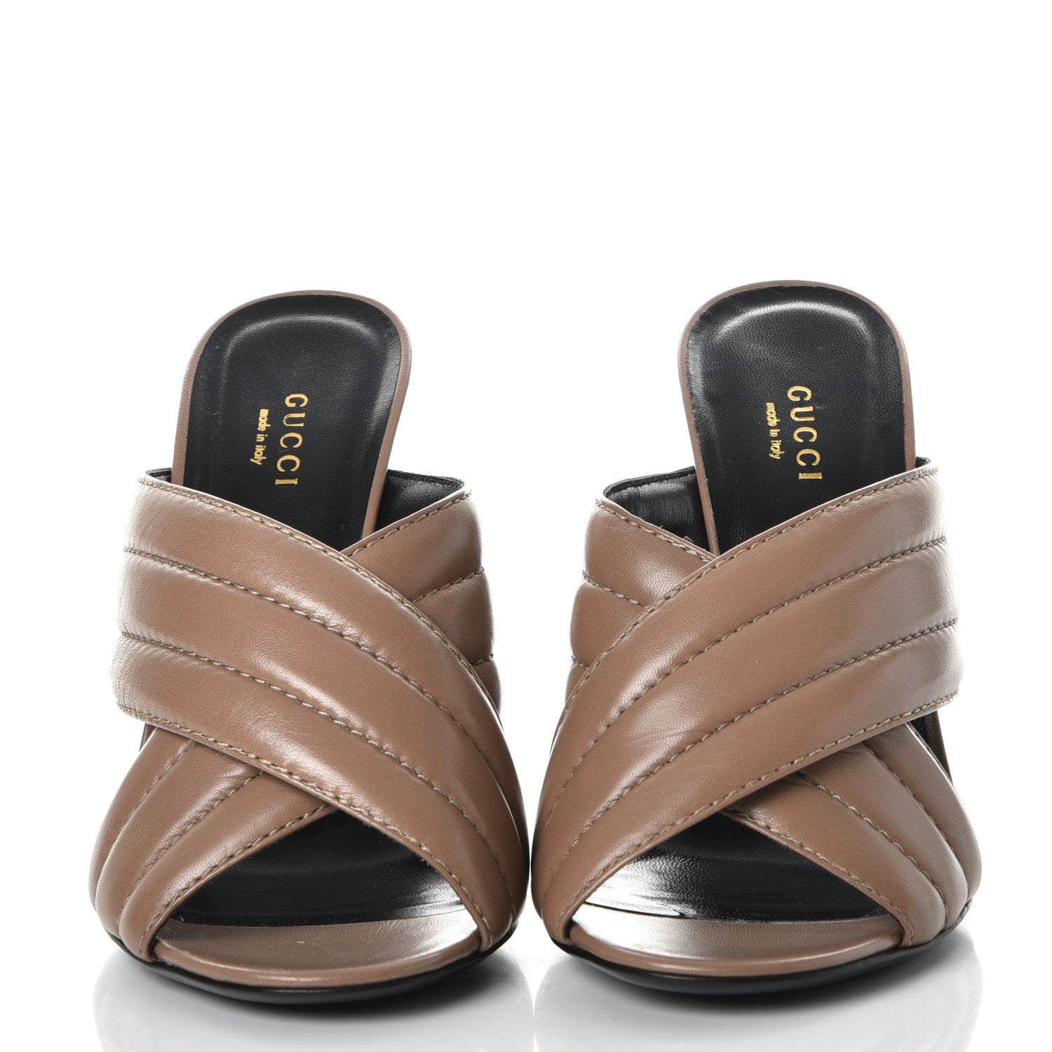 Gucci Malaga Kid Webby Crossover High Heel Slide Sandals 39.5 Porcelain Rose 3 of 9