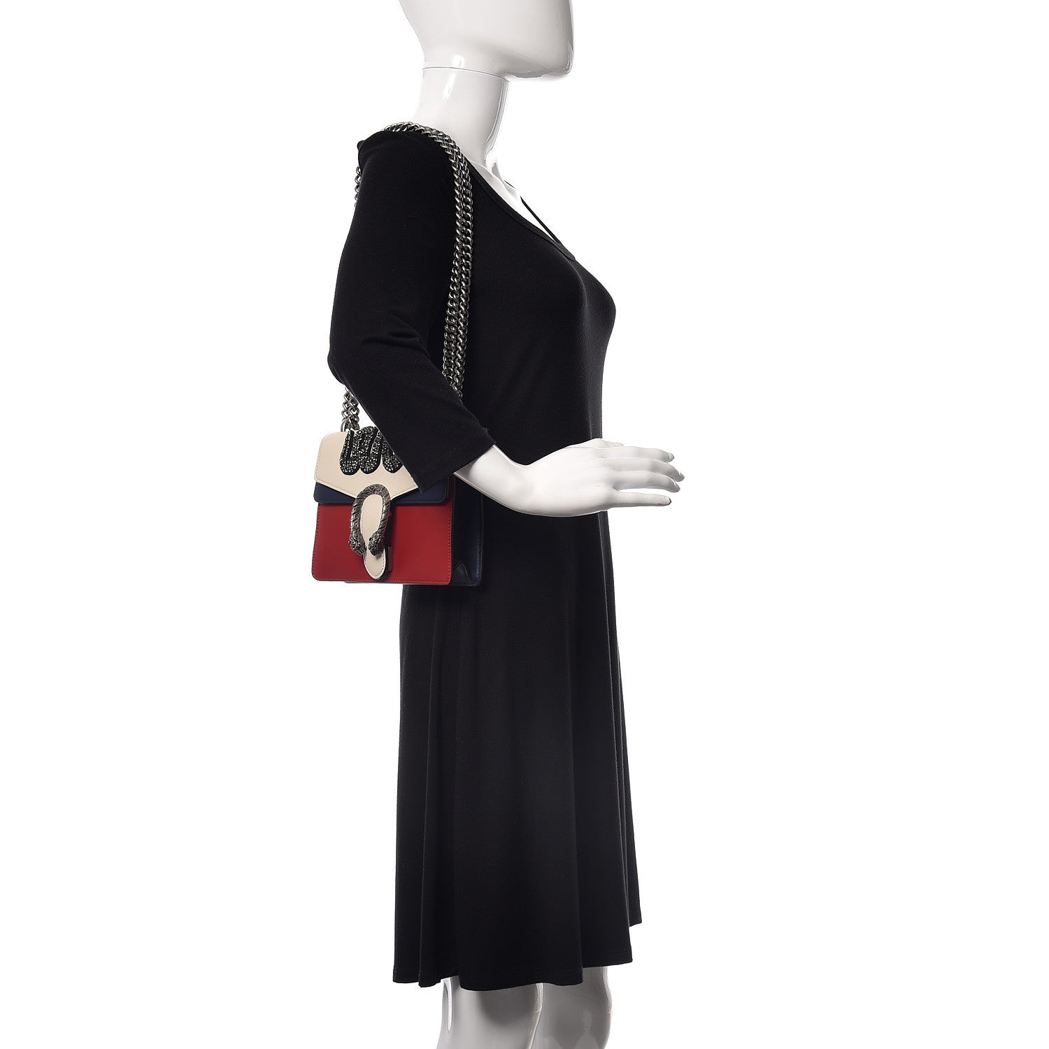 Gucci Calfskin Crystal Snake Embroidered Mini Dionysus Shoulder Bag Mystic White Hibiscus Red Blue Agata 2 of 13