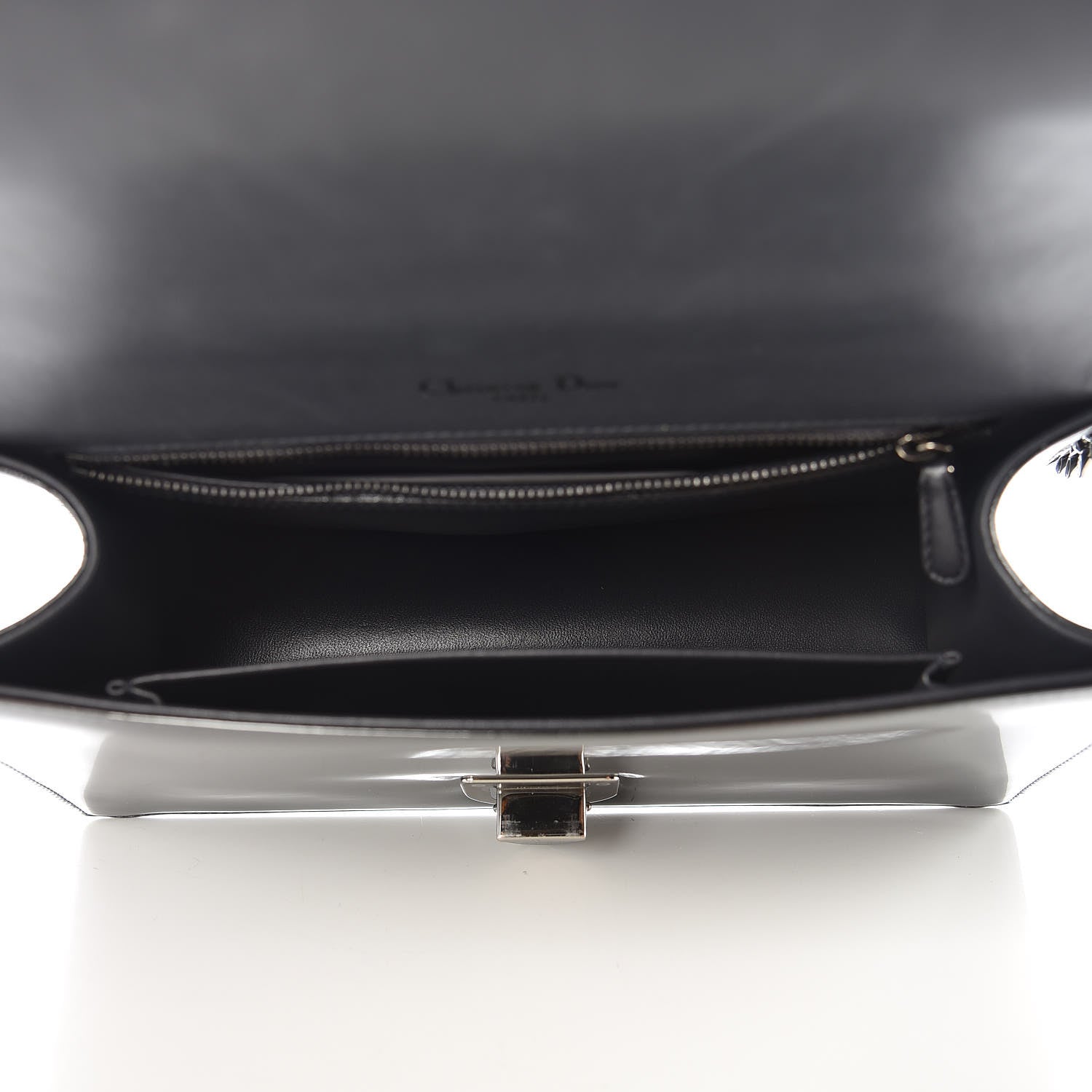 Christian Dior Metallic Patent Micro-Cannage Medium Diorama Flap Bag Graphite 5 of 14