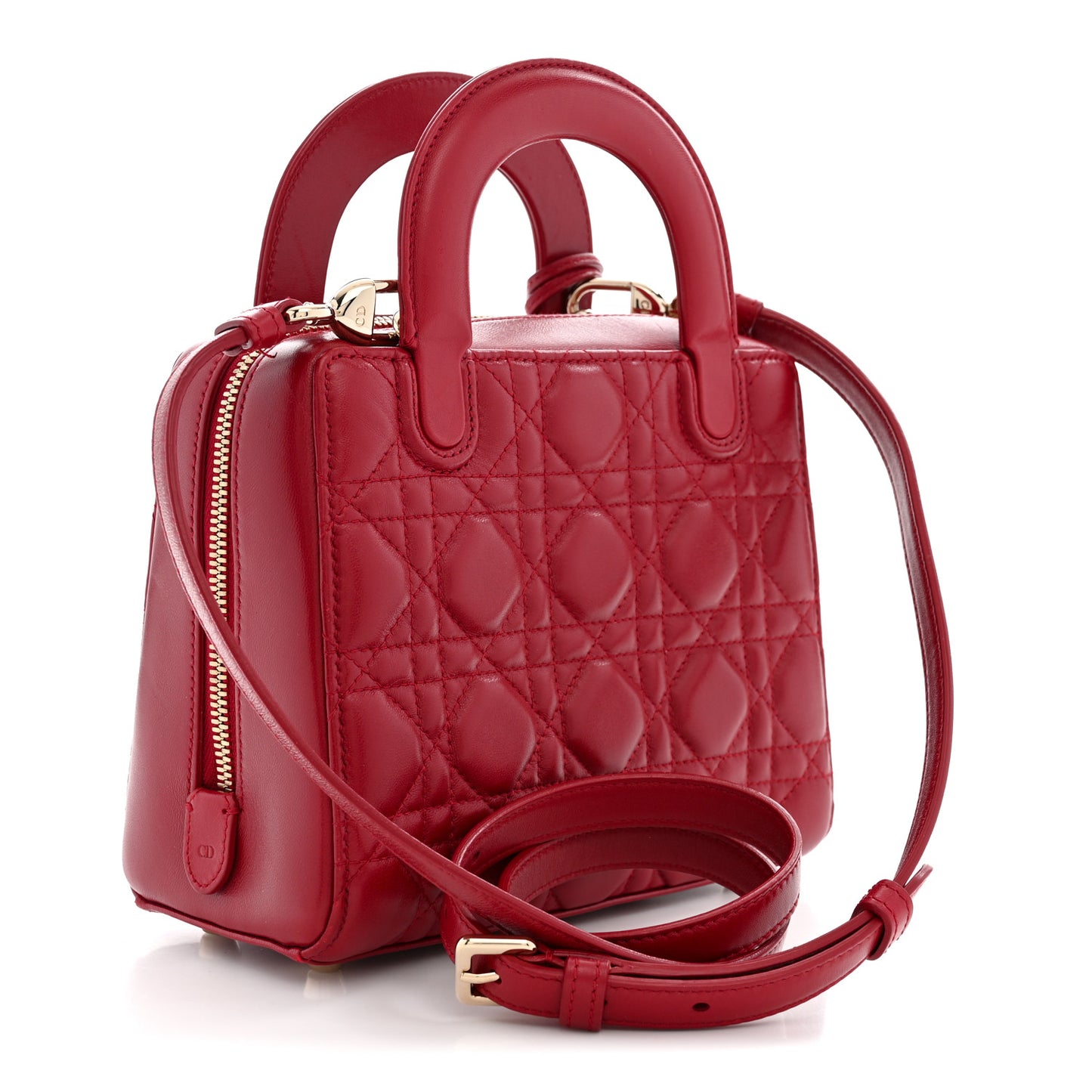 Lambskin Cannage Lily Tote Dark Red
