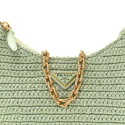 Prada Yarn Raffia Effect Crochet Re-Edition 2005 Shoulder Bag Acqua 13 of 19