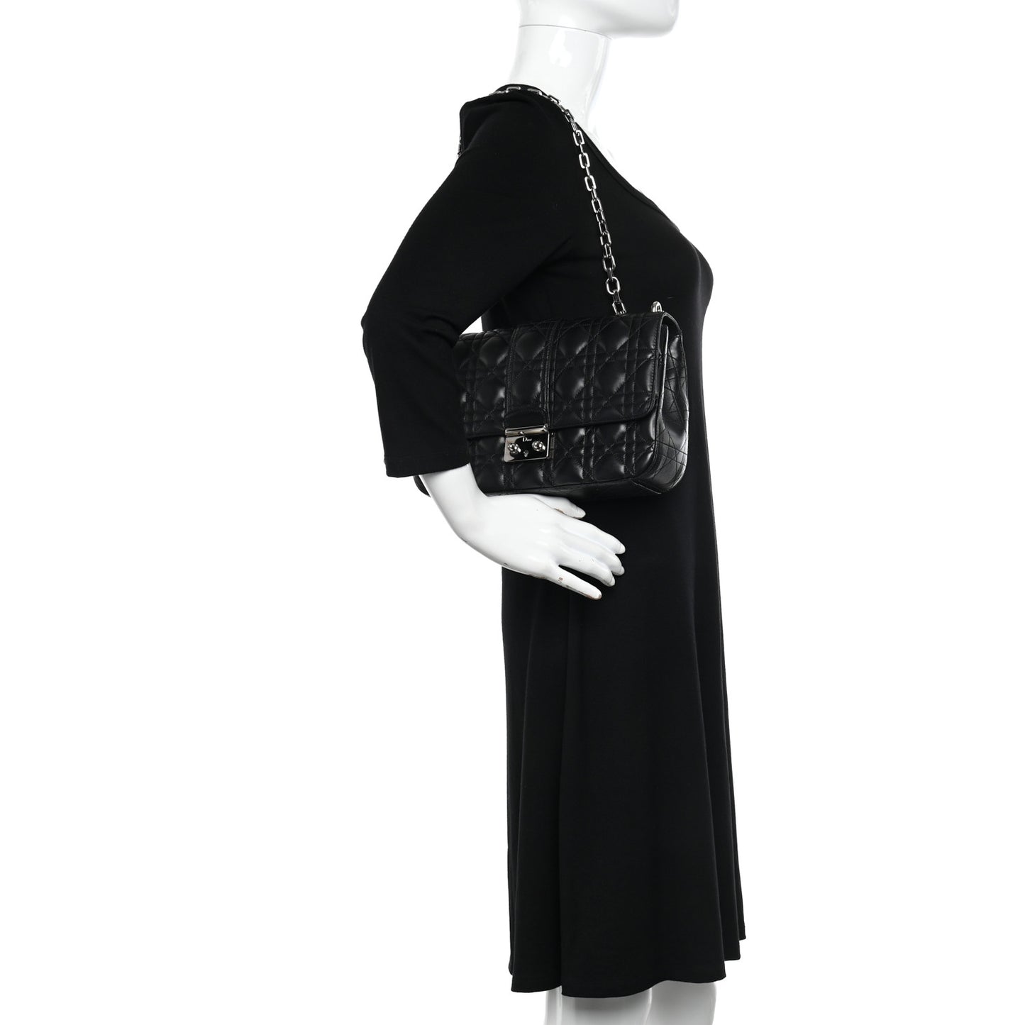 Lambskin Cannage Medium Miss Dior Flap Black