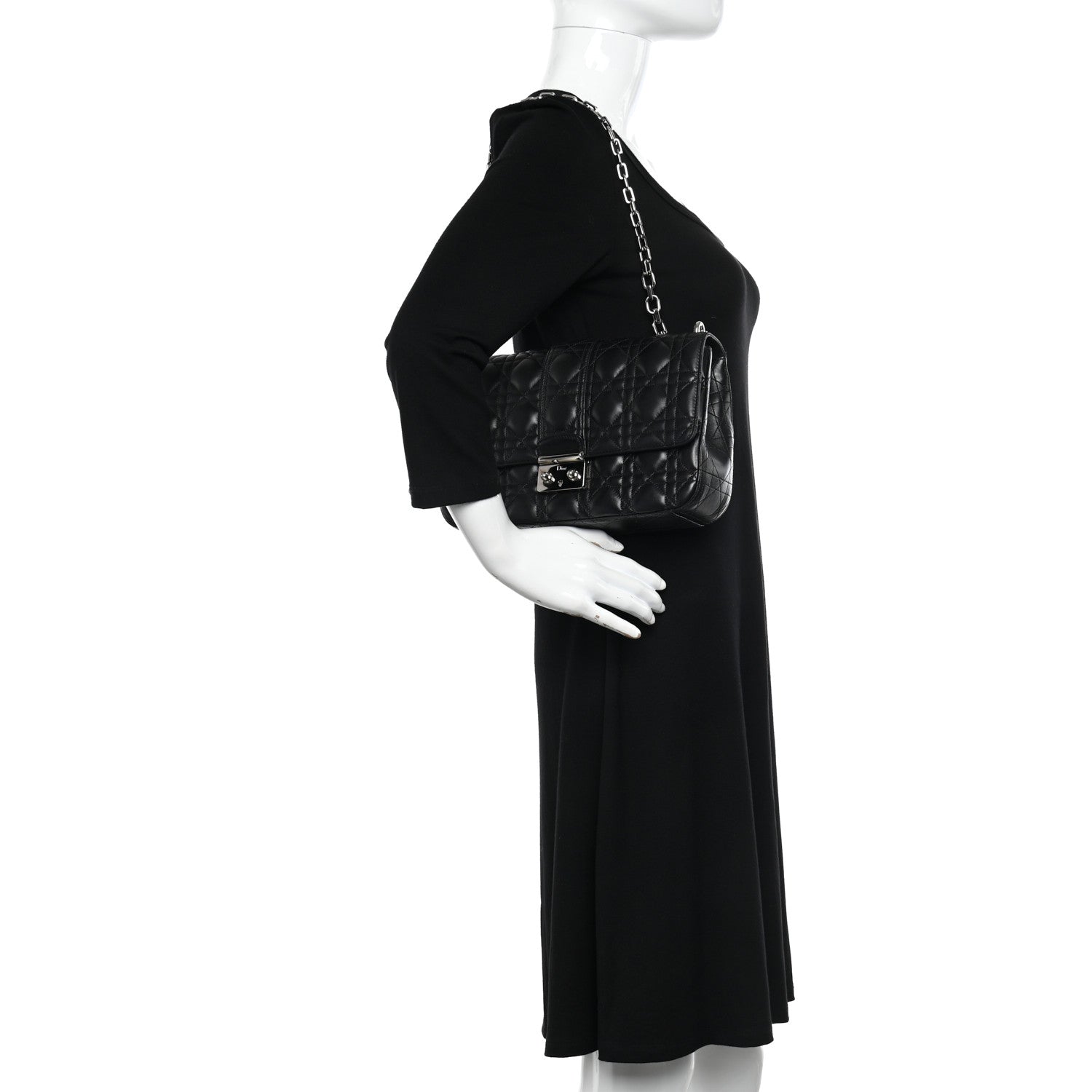 Christian Dior Lambskin Cannage Medium Miss Dior Flap Black 2 of 9