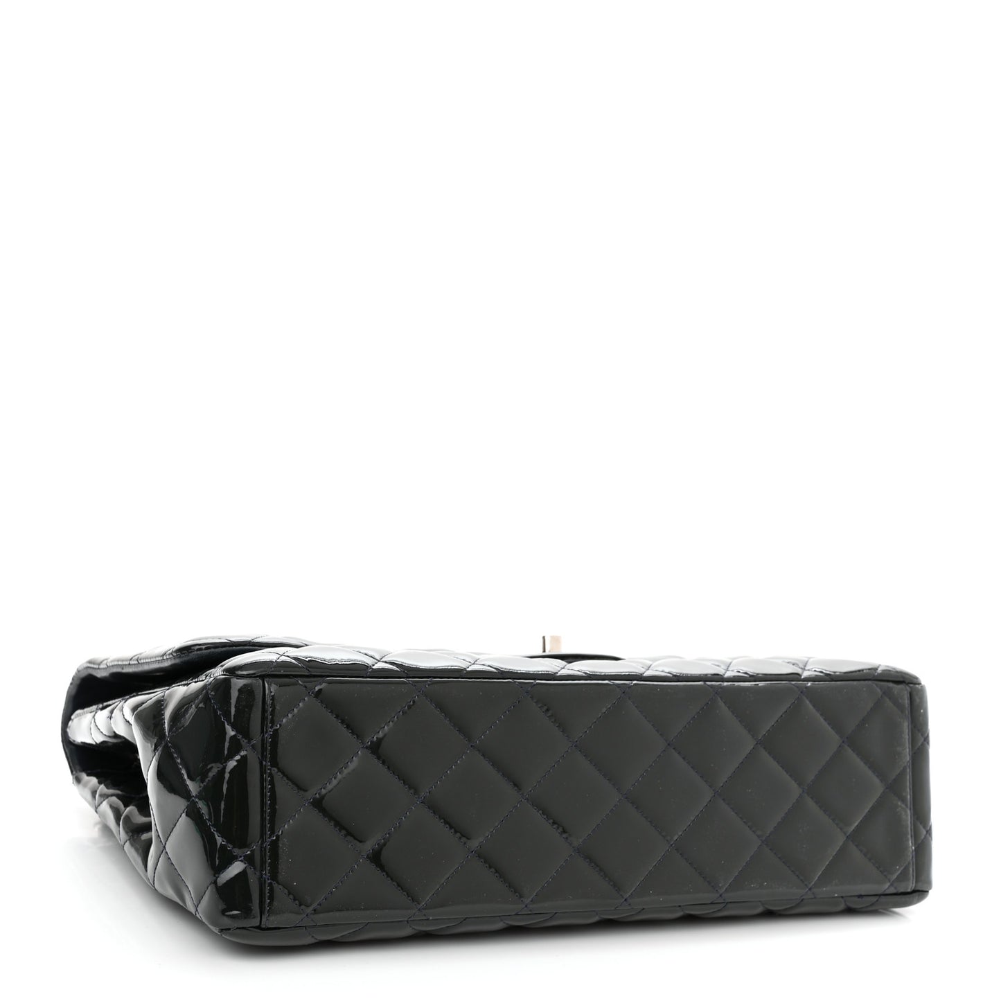 Patent Quilted Maxi Single Flap Blue