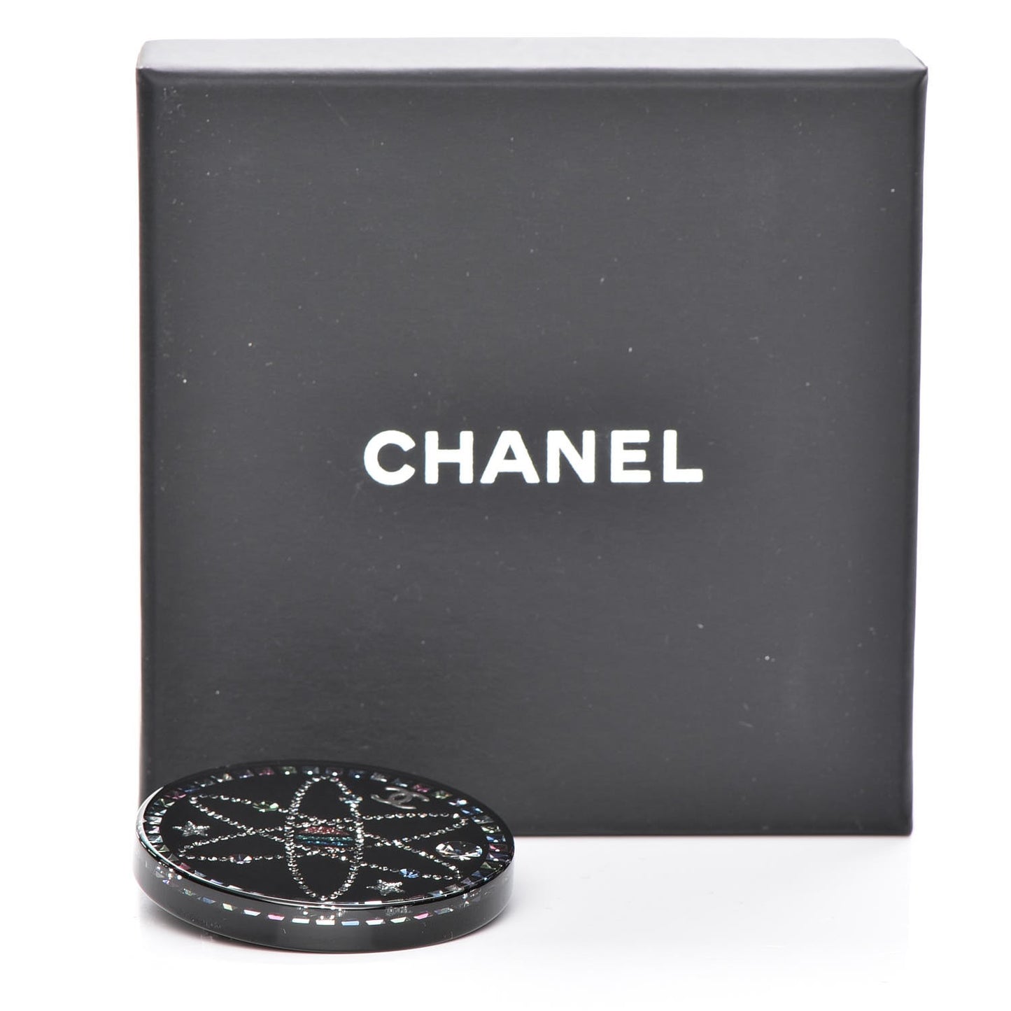 Glittered Resin Strass Brooch Black Pink