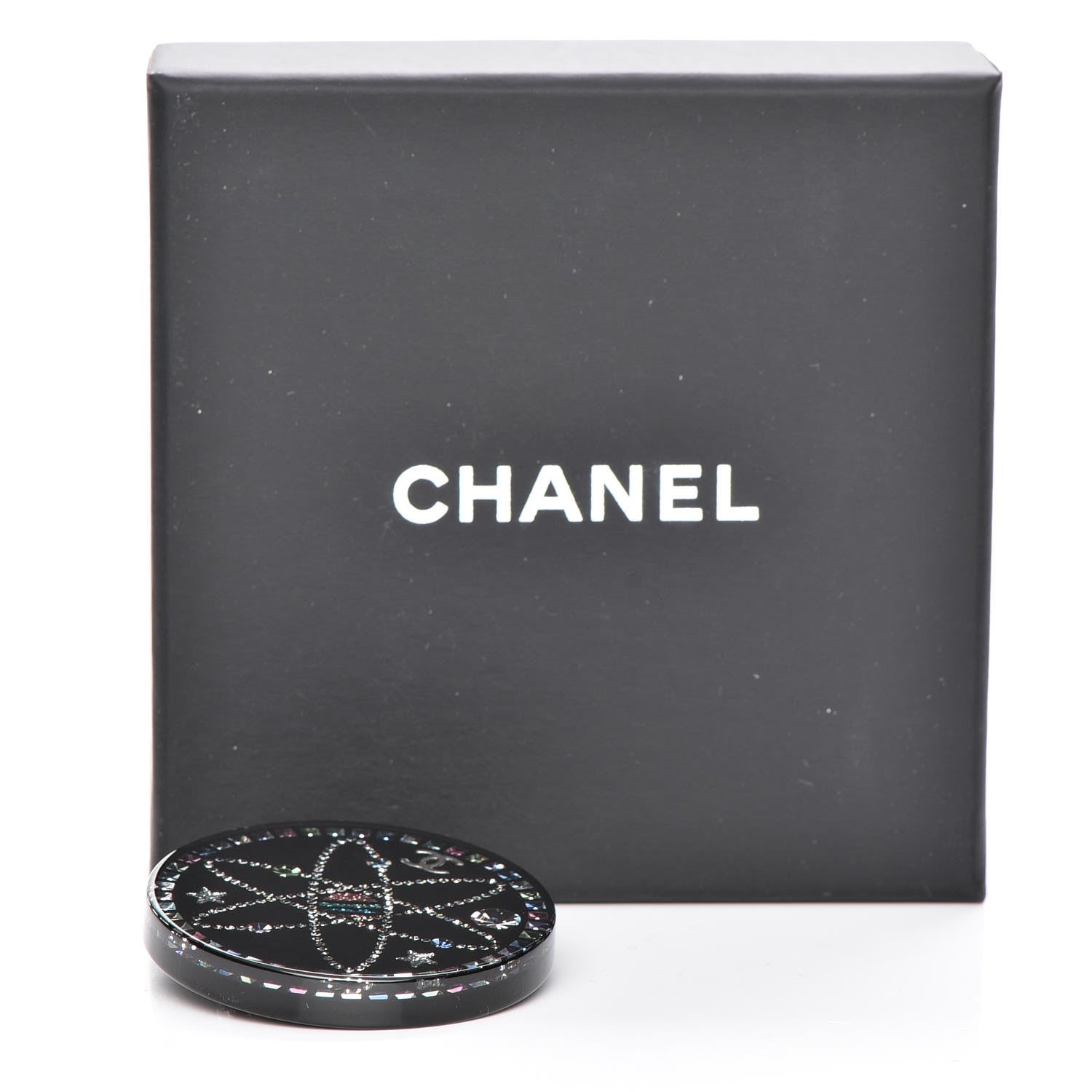 Chanel Glittered Resin Strass Brooch Black Pink 4 of 6