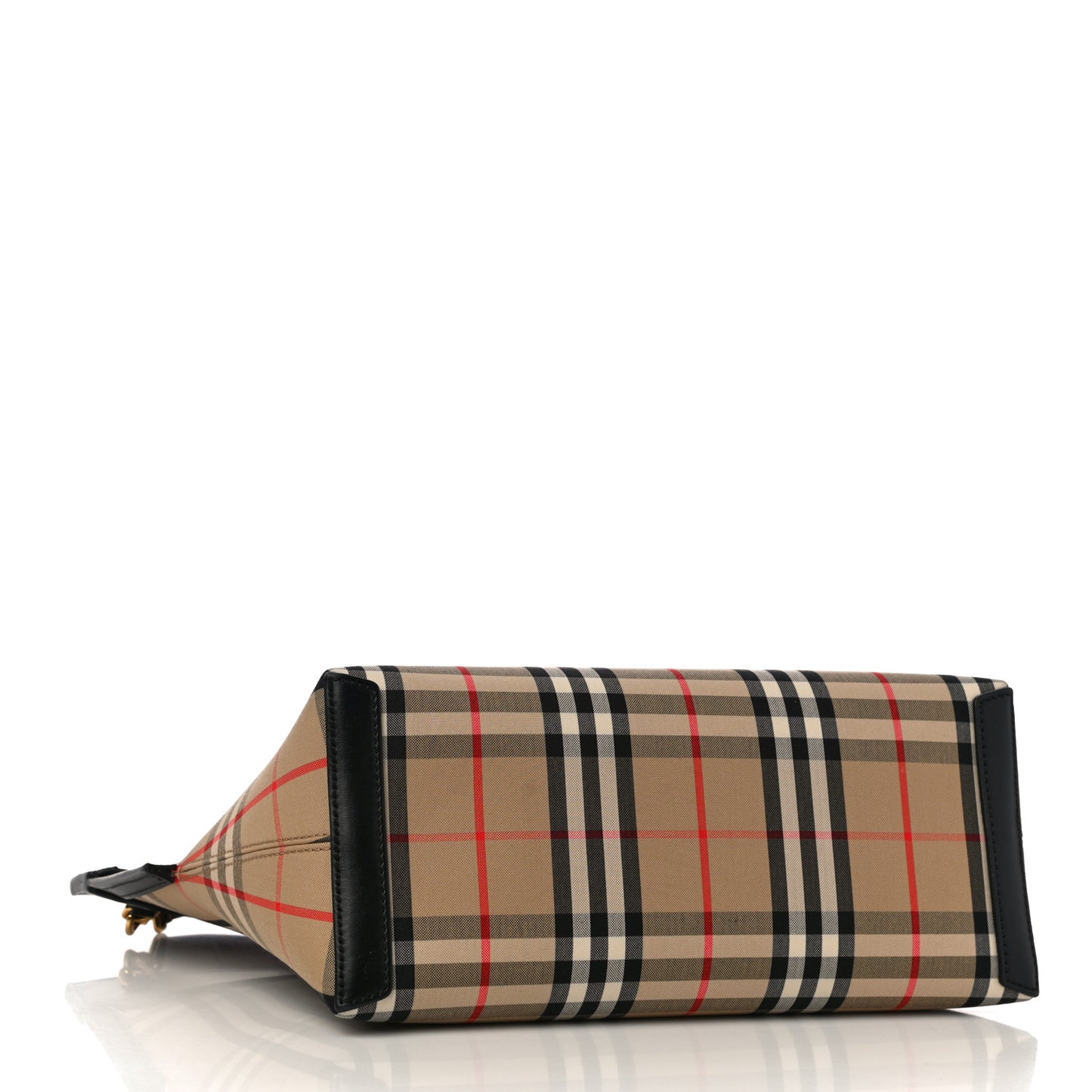 Calfskin Vintage Check Small Society Top Handle Bag Archive Beige Black
