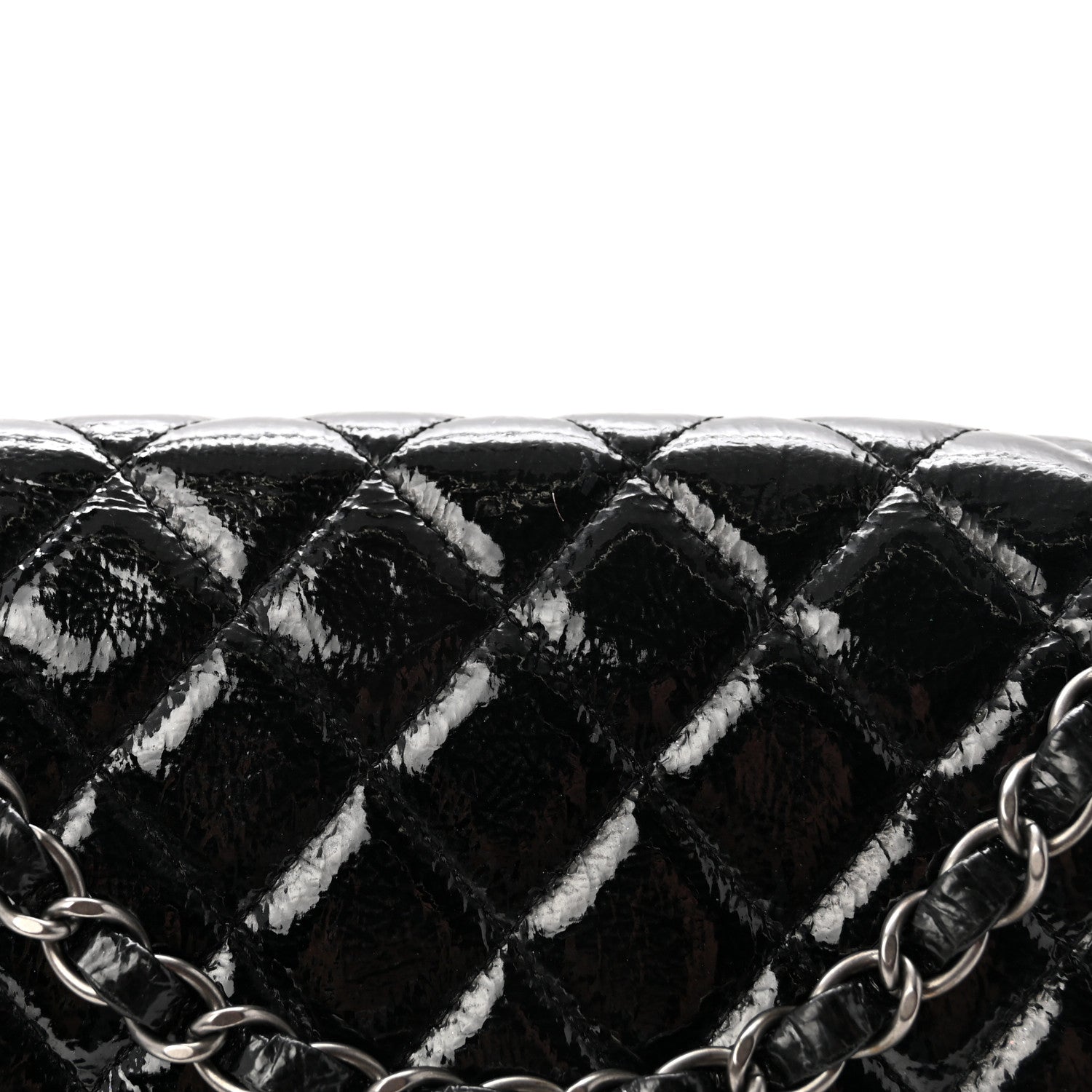 Chanel Crumpled Patent Quilted Medium Double Flap Black 8 of 11