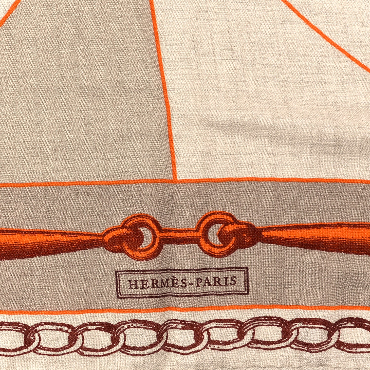 Hermes Cashmere Silk L'Effet Kaleidoscope Shawl 140 Natural Brun Orange 2 of 4