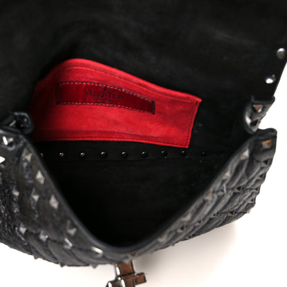 Valentino Garavani Craquele Nappa Small Rockstud Spike Shoulder Bag Black 5 of 10