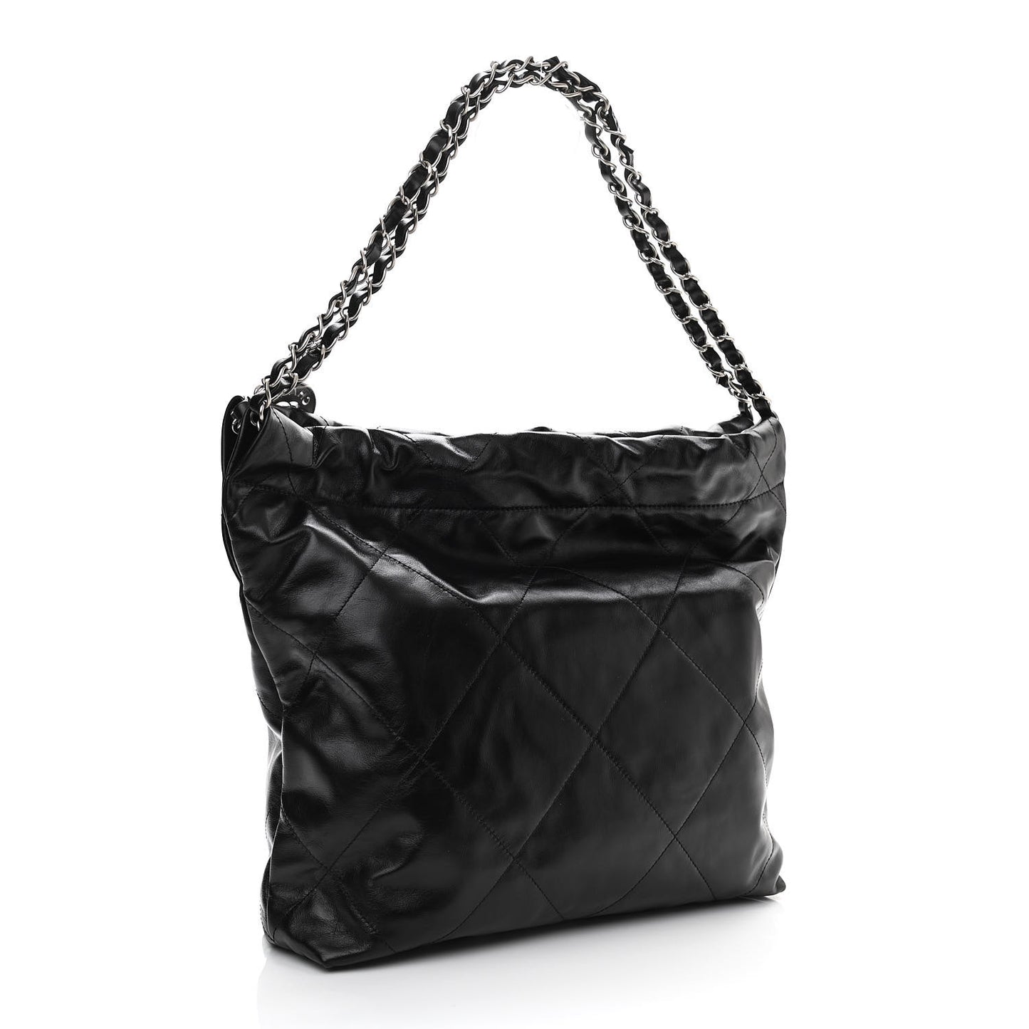 Shiny Calfskin Quilted Small Chanel 22 Black