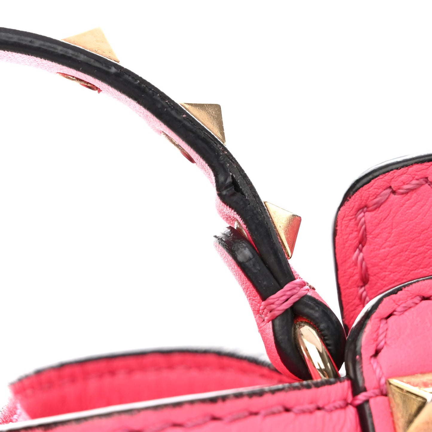 Vitello Rockstud Double Handle Tote Fuxia Fluo
