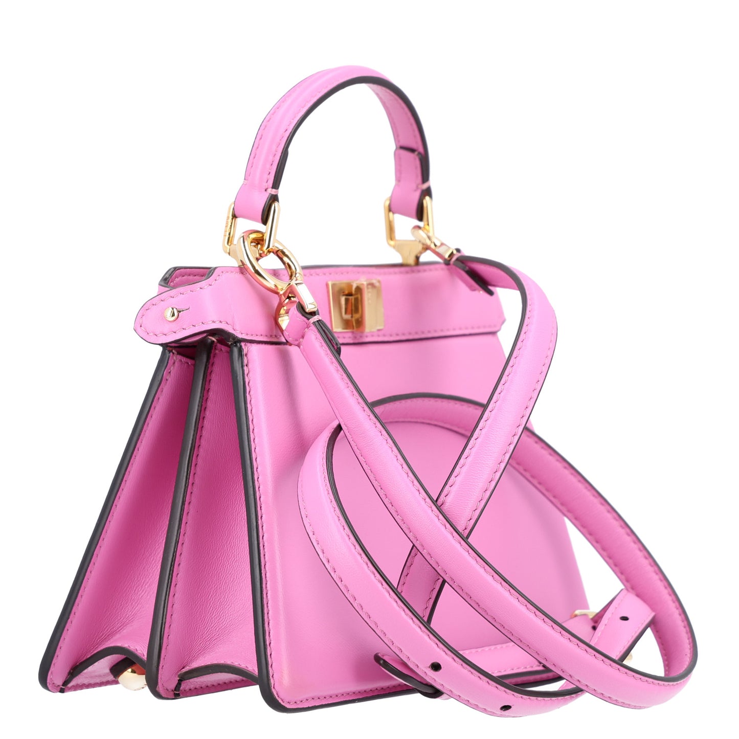 Shiny Nappa Petite Peekaboo I SEE U Satchel Rosa