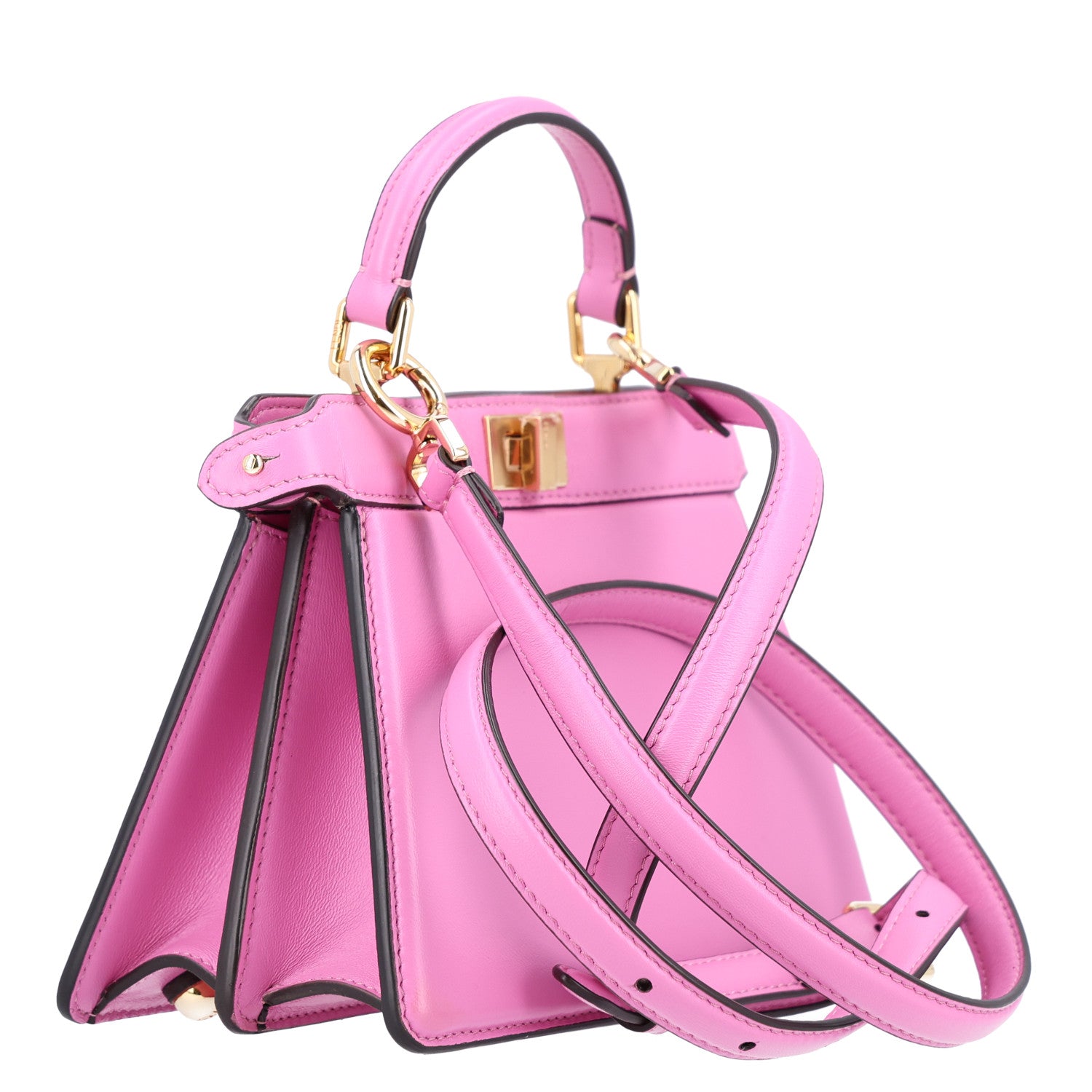 Fendi Shiny Nappa Petite Peekaboo I SEE U Satchel Rosa 3 of 9