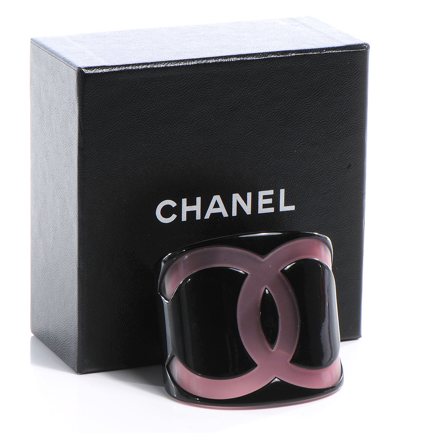 Chanel Resin CC Cuff Black Pink 5 of 5