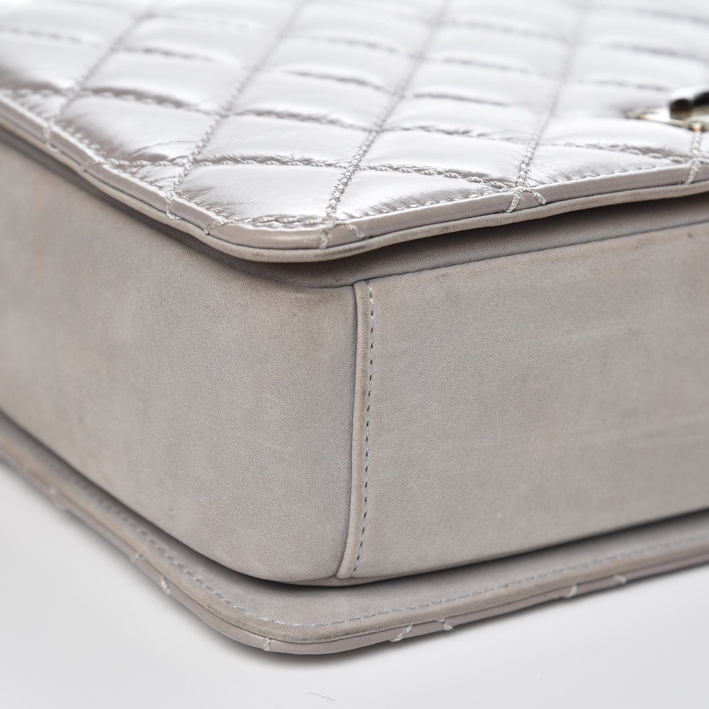 Glazed Calfskin Quilted Medium Day Trip Flap Black