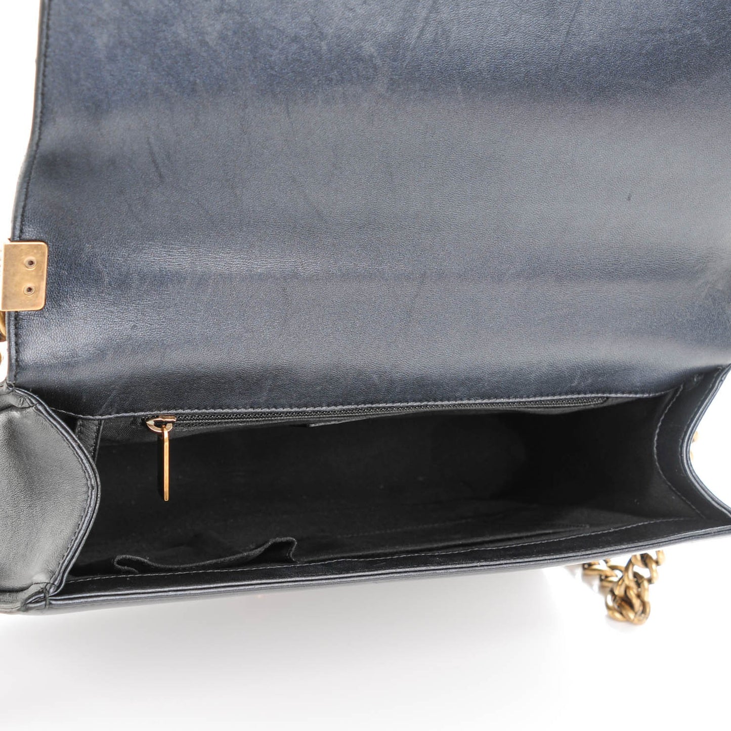 Lambskin Quilted Large Boy Flap Black