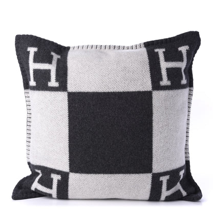 Hermes Wool Cashmere Avalon Pillow PM Ecru Gris Fonce 1 of 3