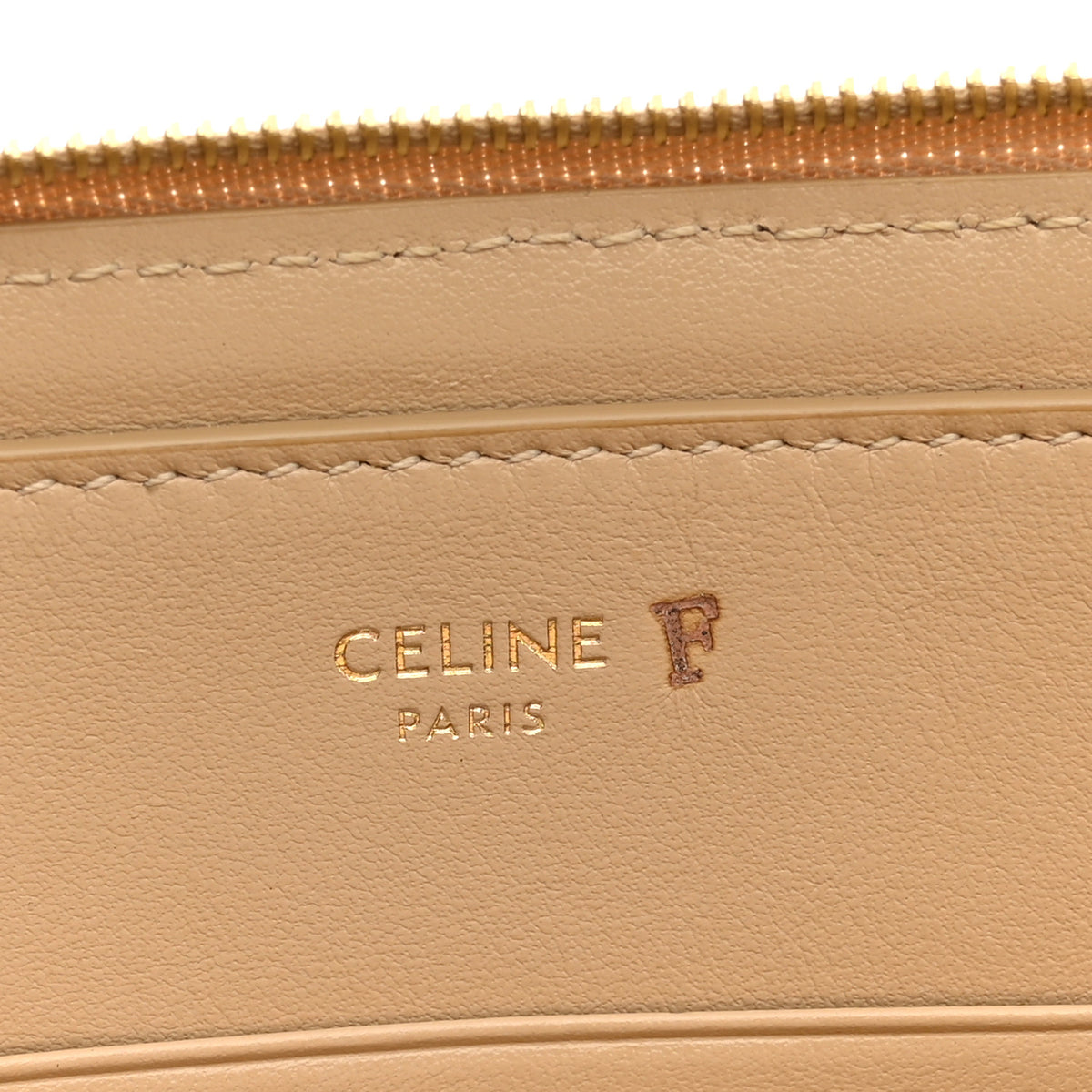 Calfskin Quilted C Charm Pouch Nude