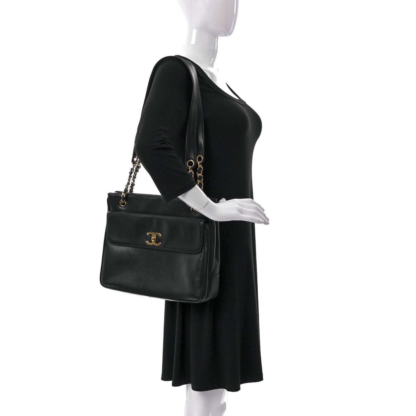 Lambskin Flap Shoulder Bag Black