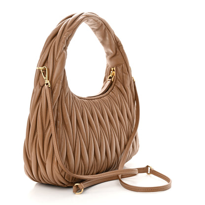 Miu Miu Nappa Matelasse Regular Wander Hobo Caramel 3 of 9