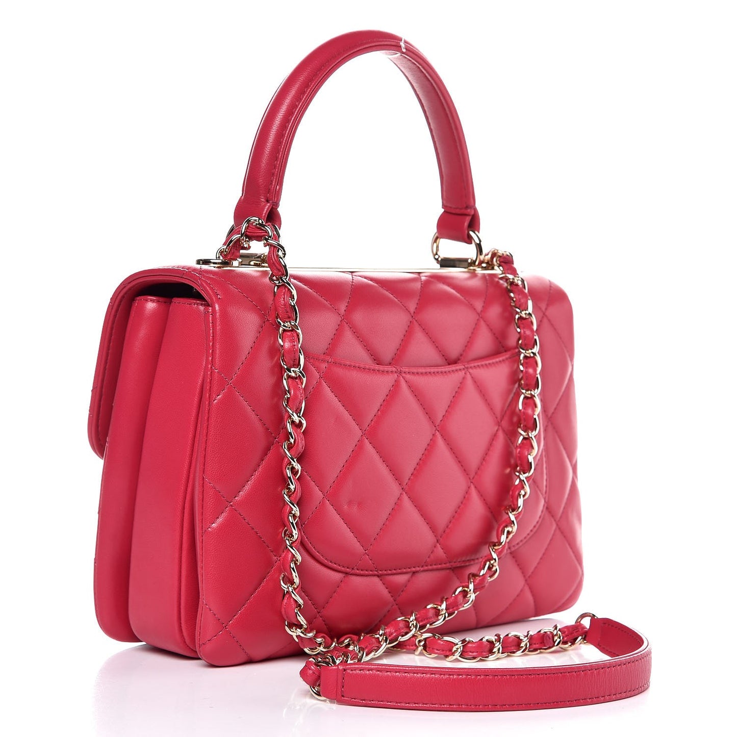 Lambskin Quilted Small Trendy CC Flap Dual Handle Bag Pink