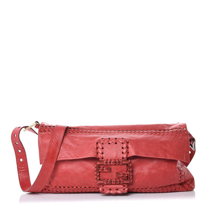 Fendi Calfskin Whipstitch Baguette Red 1 of 20