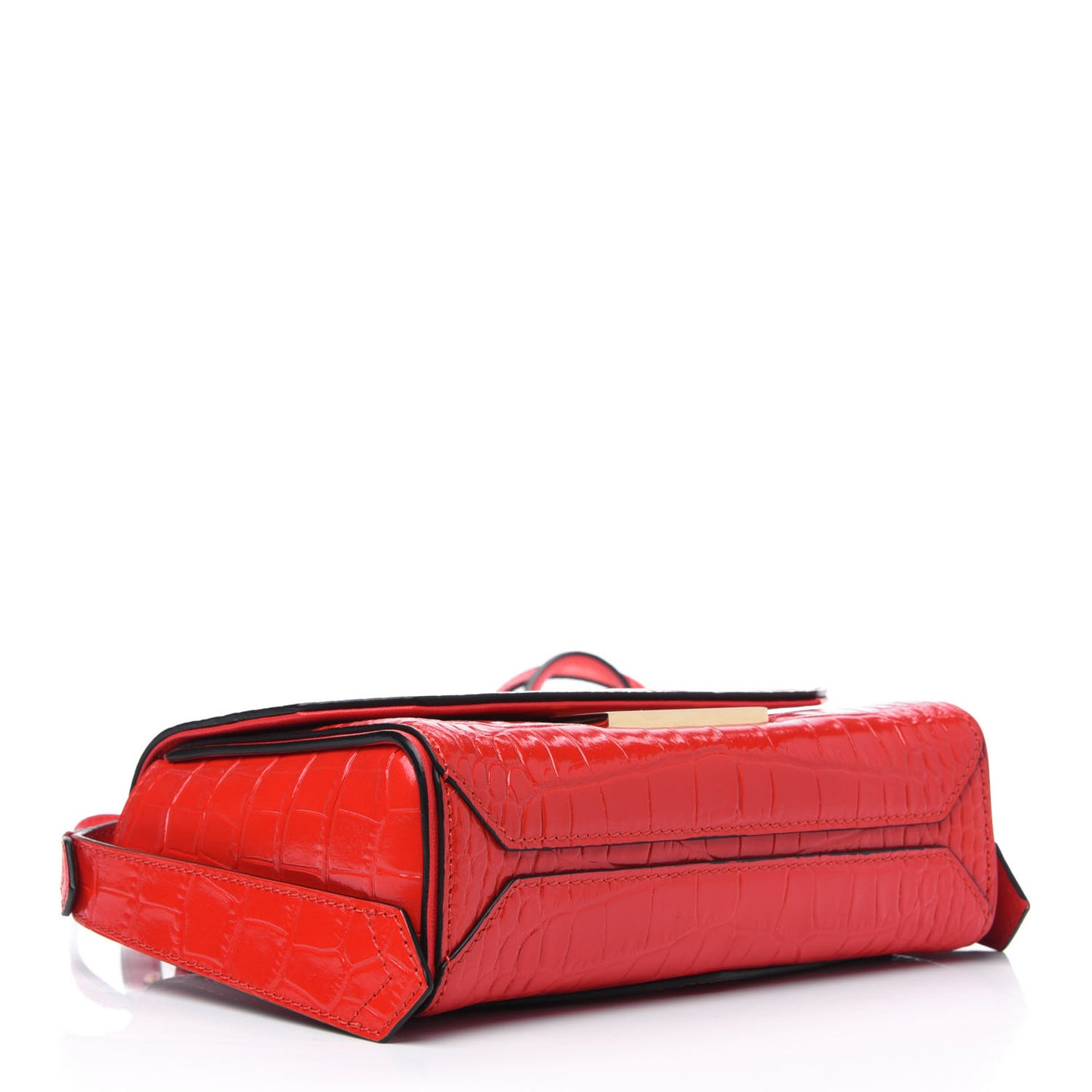 Calfskin Crocodile Embossed Eden Mini Top Handle Red
