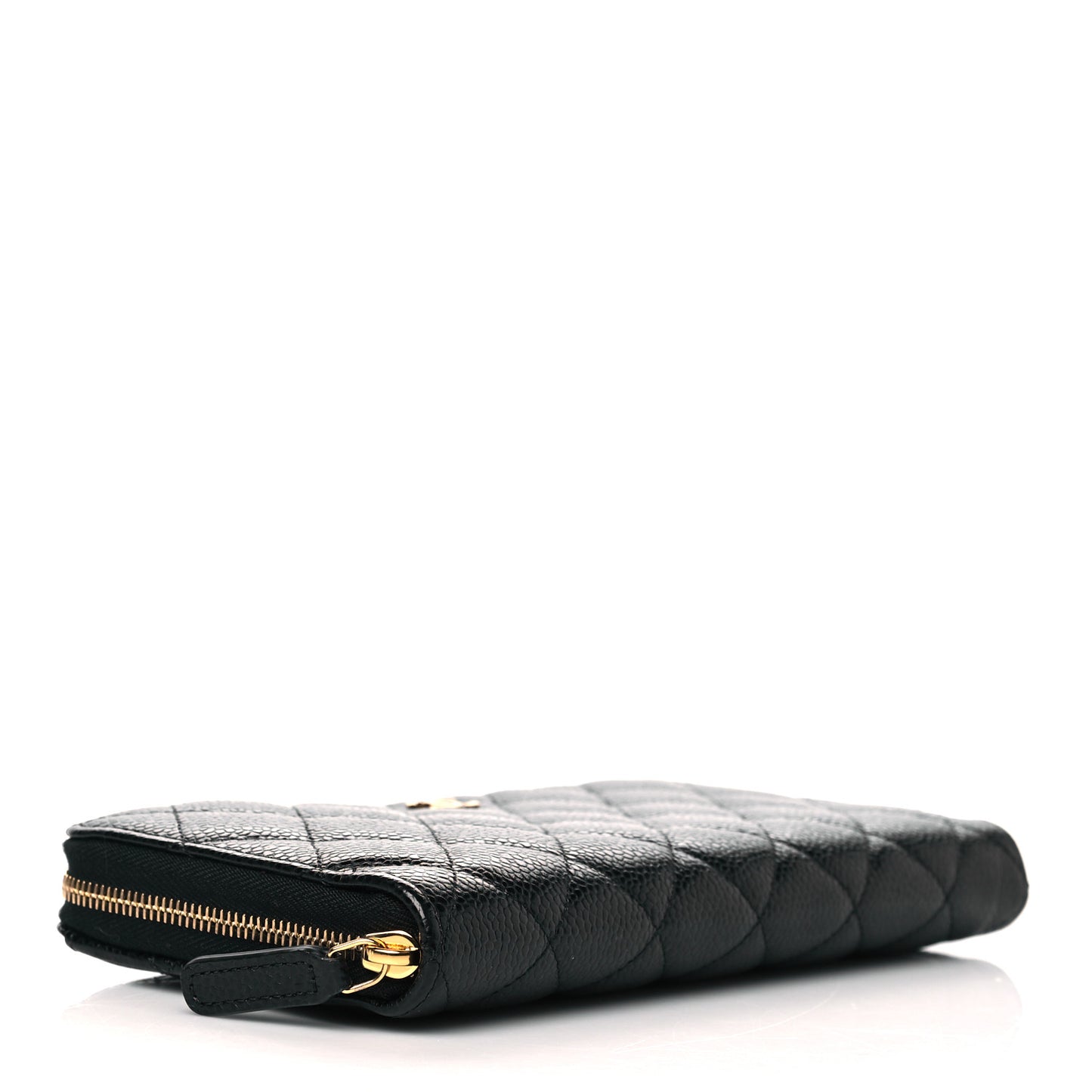 Caviar Quilted Large Gusset Zip Around Wallet Black