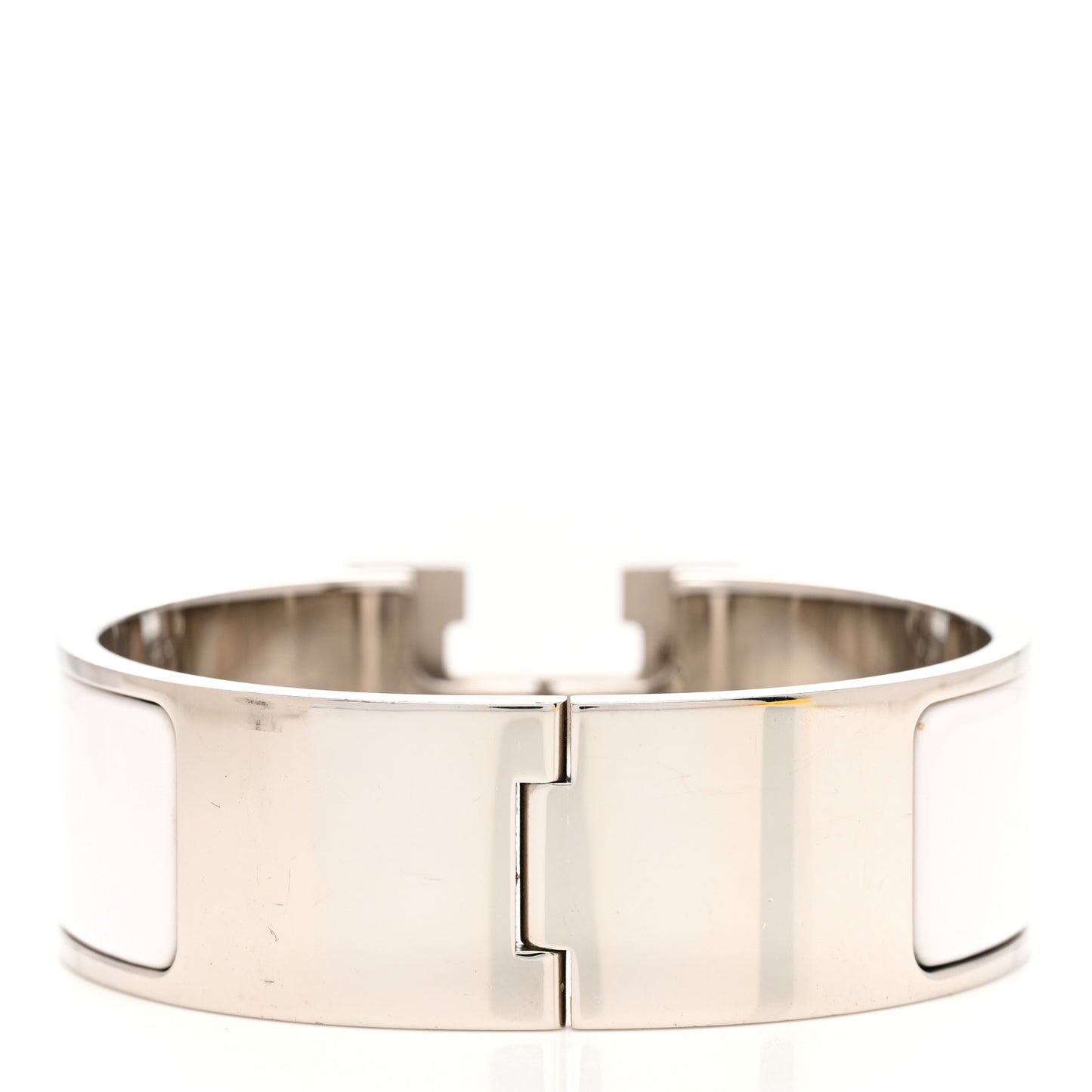 Enamel Wide Clic Clac H Bracelet GM White