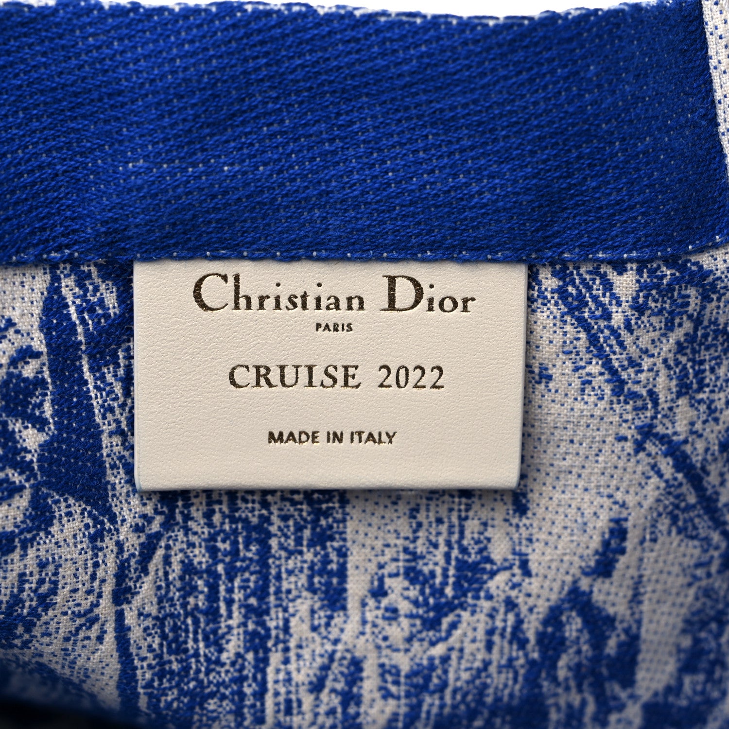 Christian Dior Canvas Print Cruise Tote Ivory Blue 6 of 8