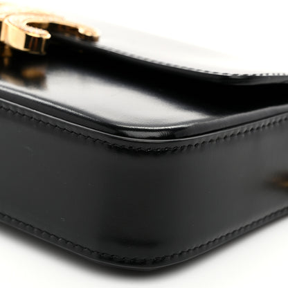 Celine Shiny Calfskin Triomphe Crystals Chain Shoulder Bag Black 11 of 12