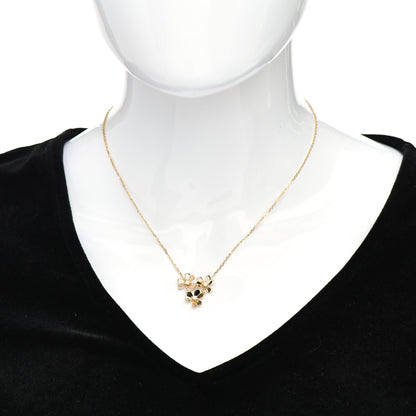 Van Cleef & Arpels 18K Yellow Gold Diamond Mini Frivole 3 Flowers Pendant Necklace 2 of 4