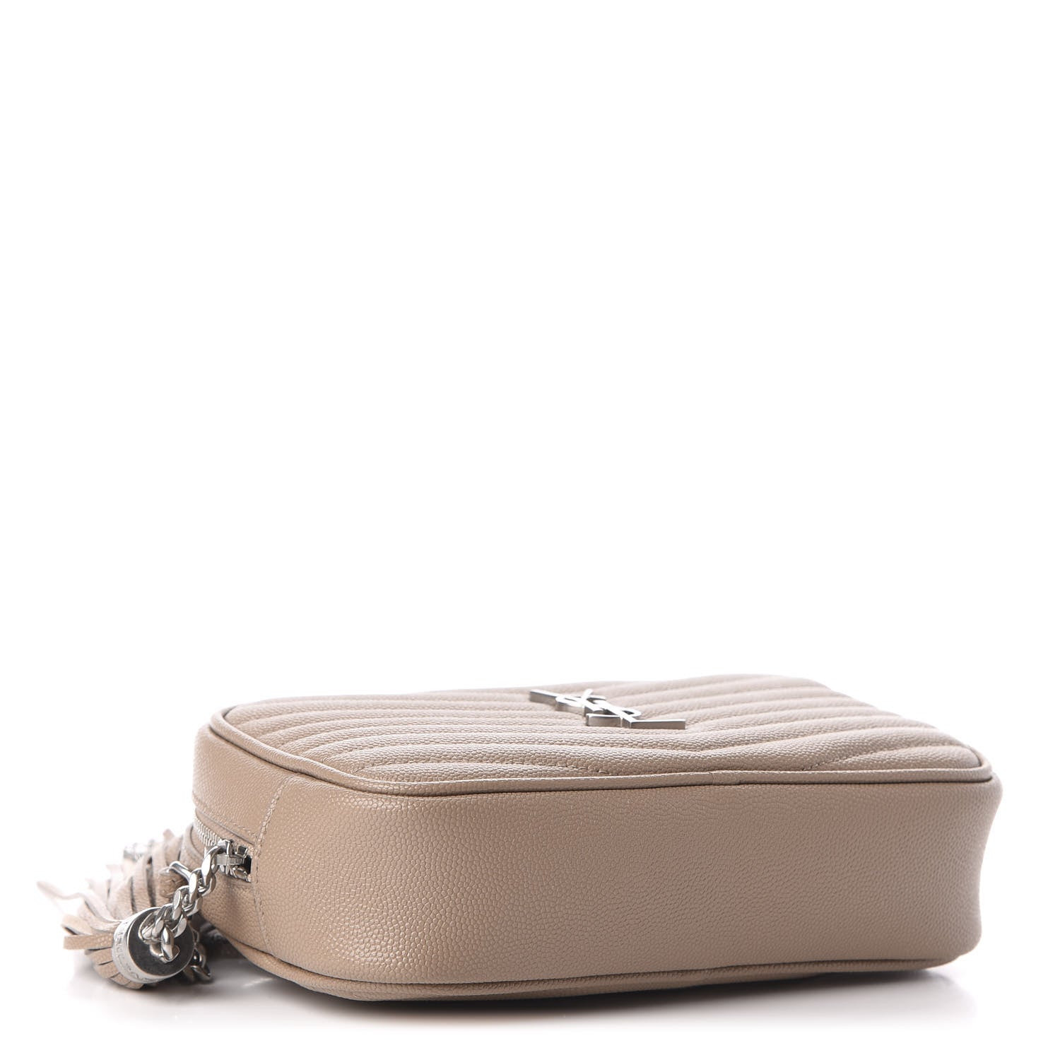 Saint Laurent Grain De Poudre Matelasse Monogram Mini Lou Camera Bag Dark Beige 4 of 11