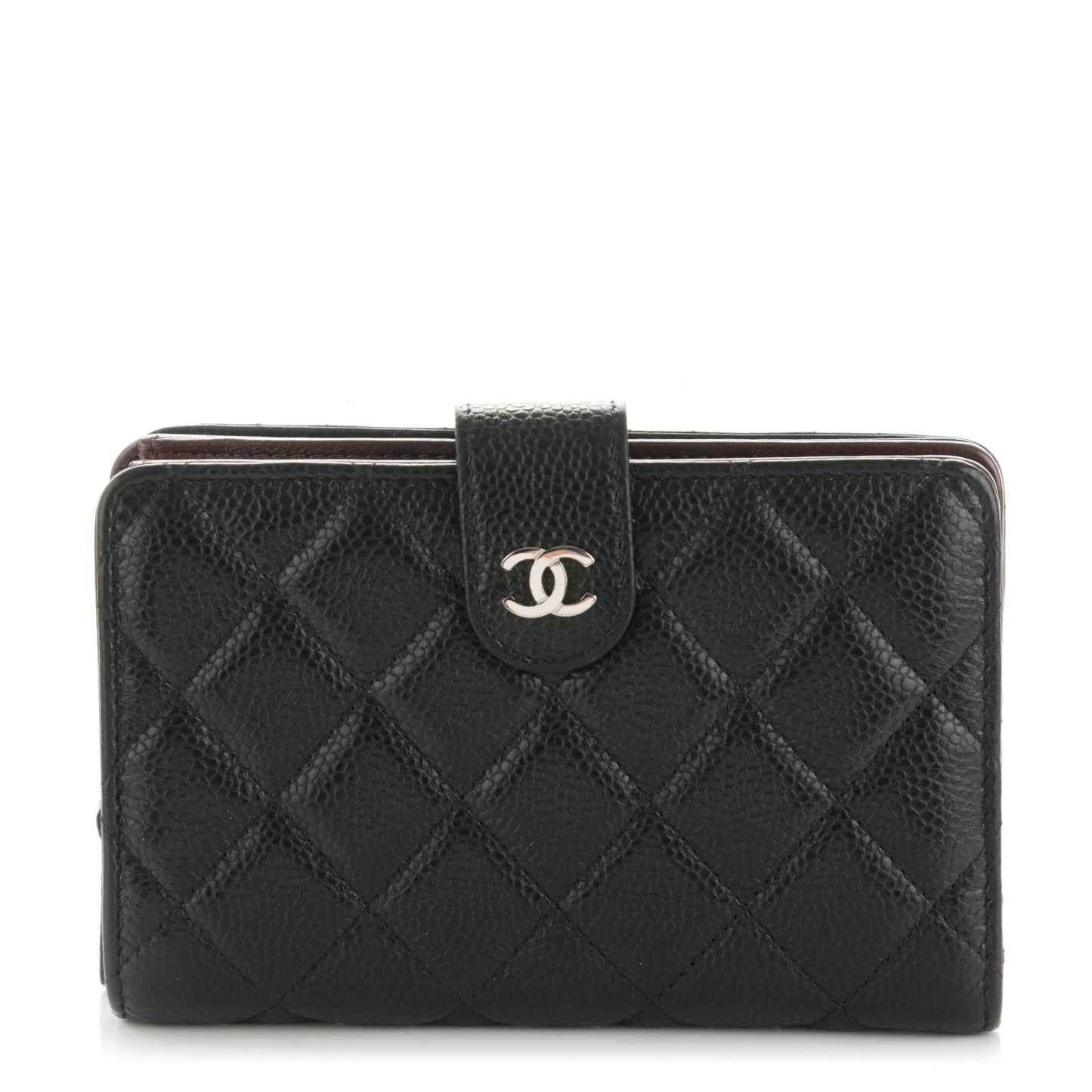 Caviar Quilted Zipped Pocket Wallet Black