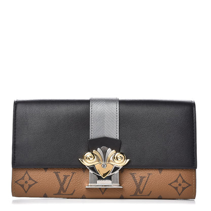 Louis Vuitton Calfskin Reverse Monogram Column Sarah Wallet Black 1 of 9