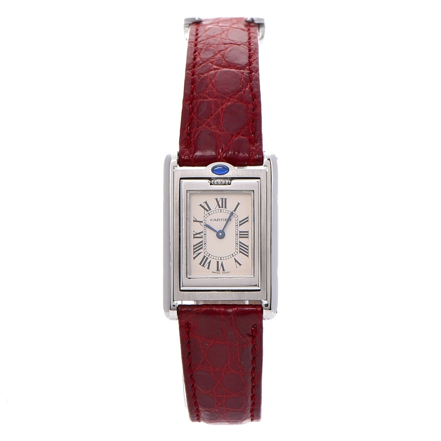Stainless Steel Alligator 22mm Tank Basculante Quartz Watch Red