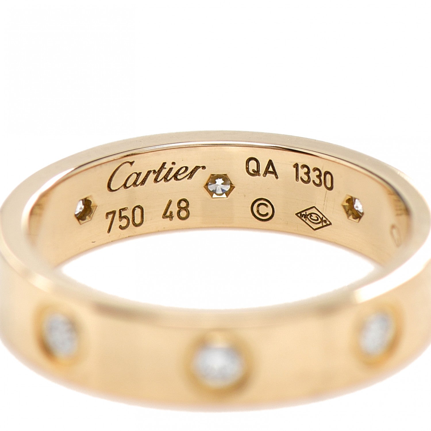 Cartier 18K Yellow Gold 8 Diamond 4mm LOVE Wedding Band Ring 48 4.5 4 of 5