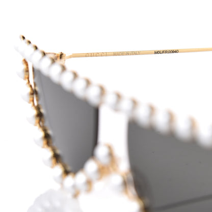 Gucci Metal Pearl Cat Eye Sunglasses GG0364S Gold 5 of 6