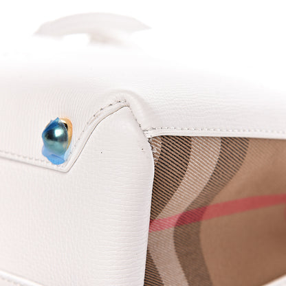 Burberry Grainy Calfskin House Check Small Banner Tote Chalk White 11 of 12