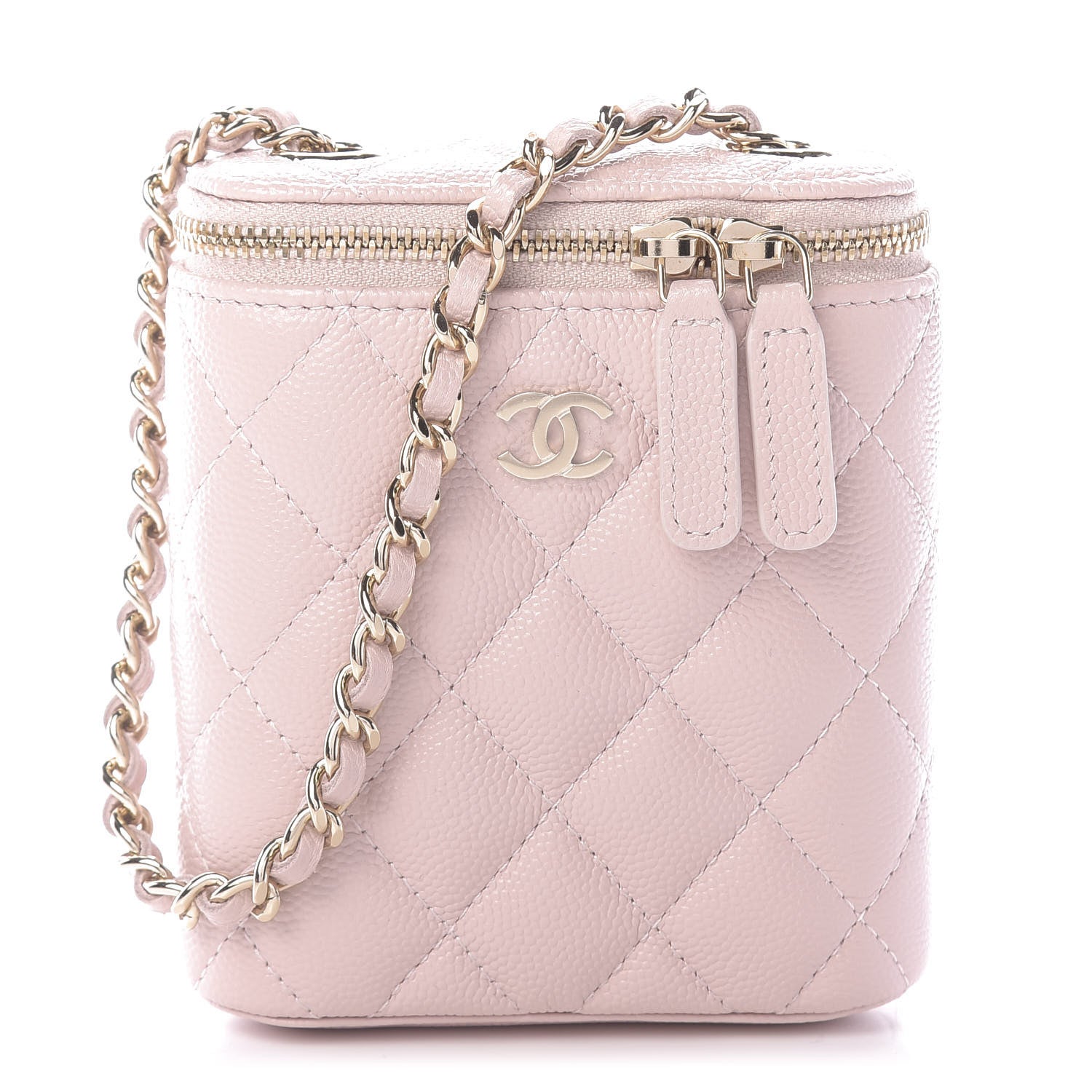 Chanel Caviar Quilted Small Vertical Coco Beauty Vanity Case With Chain Light Pink 1 of 11
