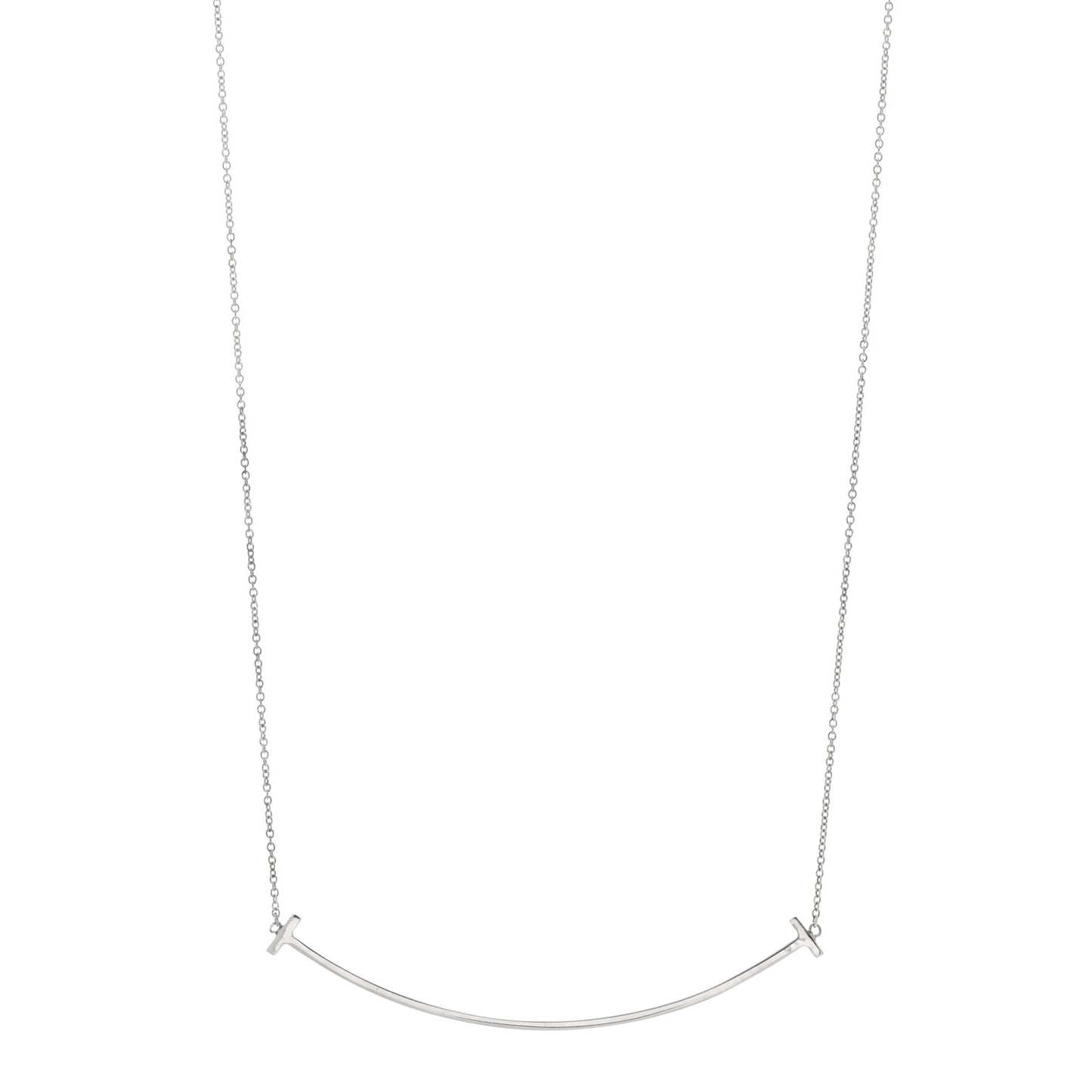 Sterling Silver Large T Smile Pendant Necklace