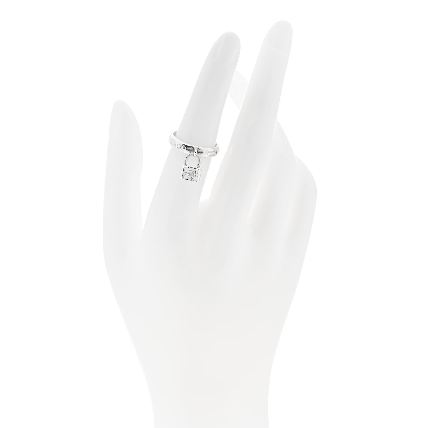 Tiffany Sterling Silver 1837 Lock Charm Ring 52 6 2 of 4