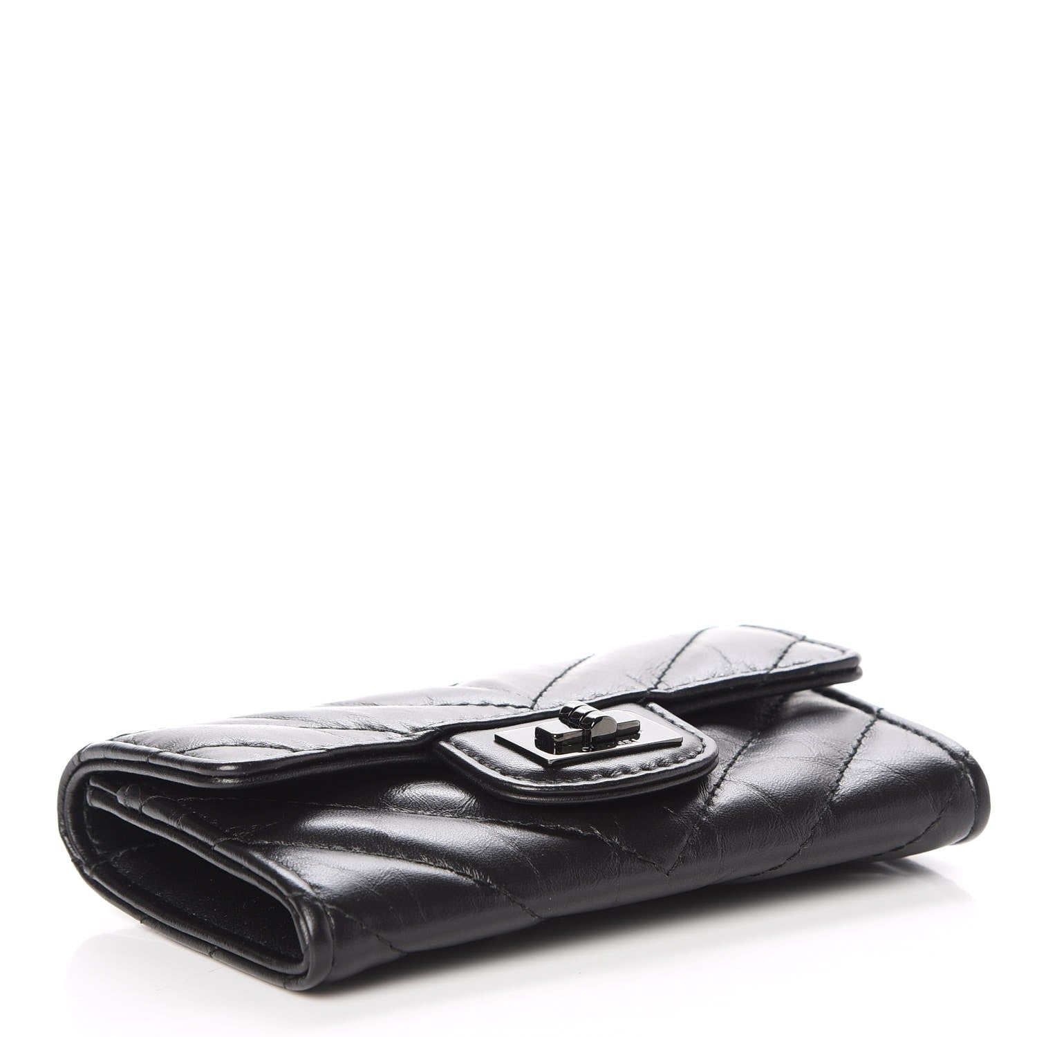 Chanel Aged Calfskin Chevron Reissue Card Holder Wallet So Black 4 of 9