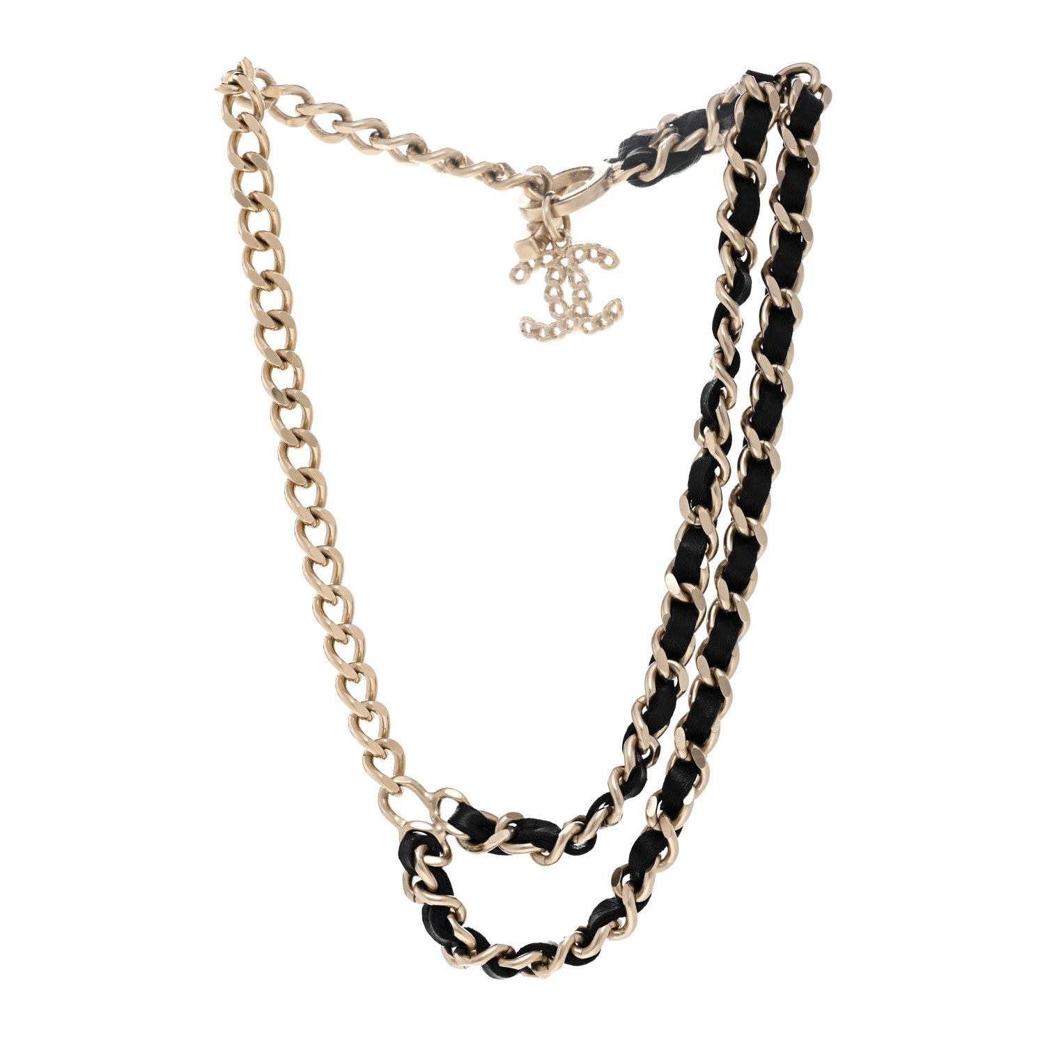Chanel Lambskin CC Chain Short Necklace Black Gold 3 of 7